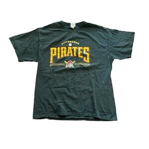 y2k 2006 VTG Pittsburgh Pirates Faded Black Spell Out Short Sleeve T-shirt XL